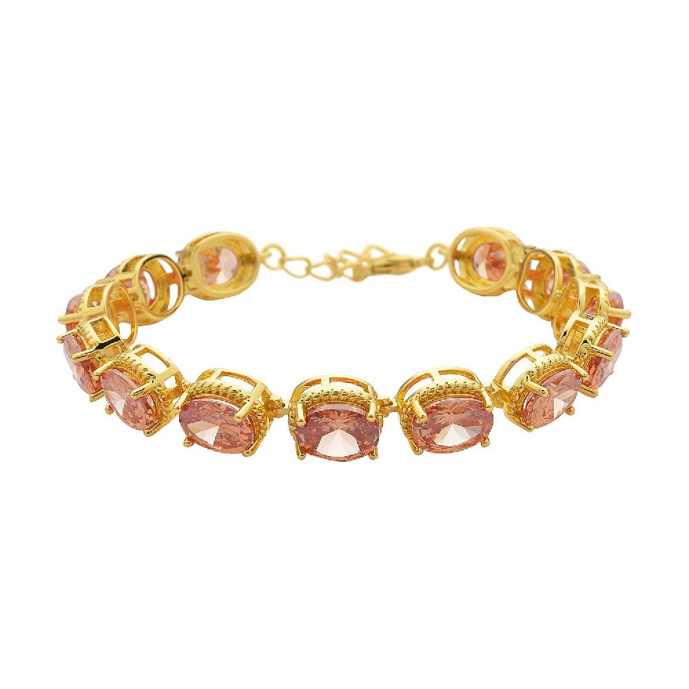 shop lc Simulated Champagne Diamond Link Bracelet in Goldtone (7.0-8.0In)