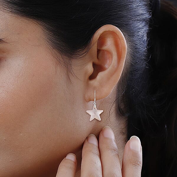 Shop Lc Simulated Champagne Quartz Star Earrings In Rhodium Over Sterling Silver