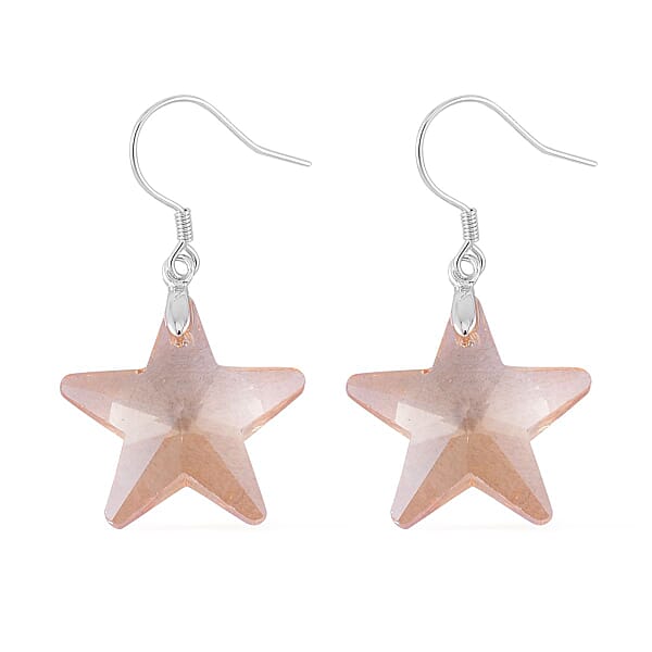 Shop Lc Simulated Champagne Quartz Star Earrings In Rhodium Over Sterling Silver