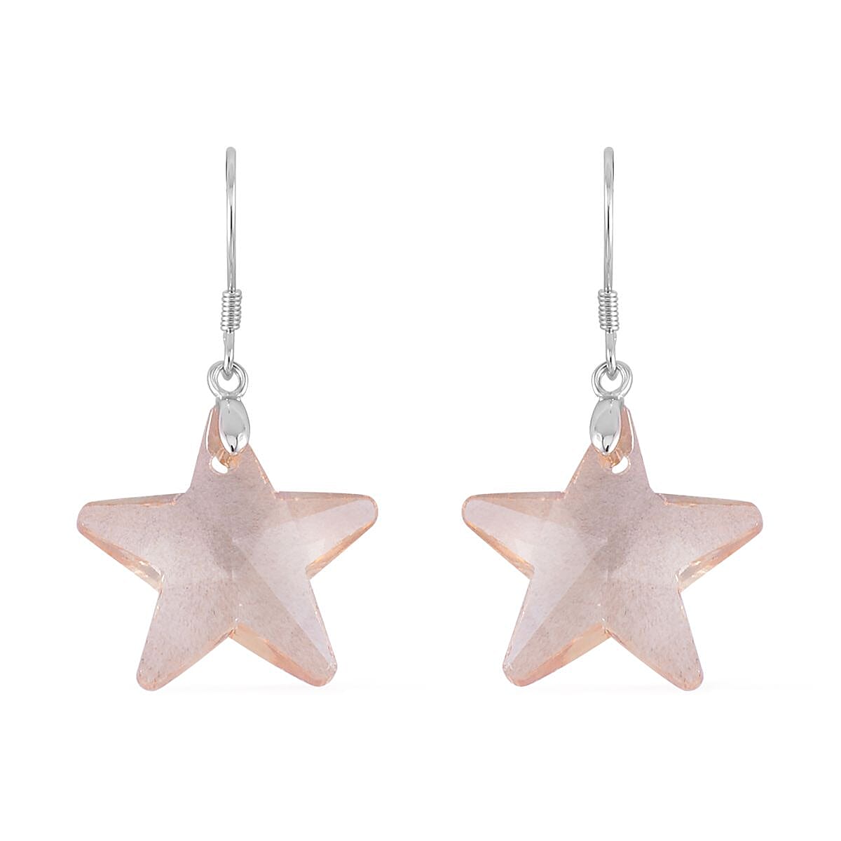 shop lc Simulated Champagne Quartz Star Earrings in Rhodium Over Sterling Silver