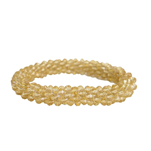 Shop Lc Simulated Citrine Beaded Stretch Bracelet And Drop Earrings In Silvertone