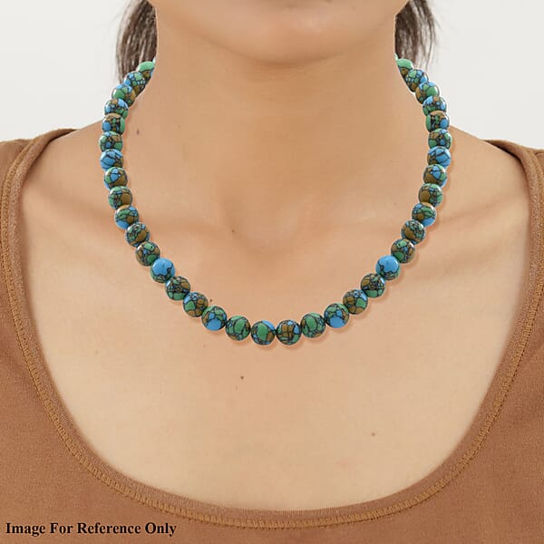 Shop Lc Simulated Copper Turquoise Beaded Necklace In Sterling Silver 18 Inches 250.00 Ctw