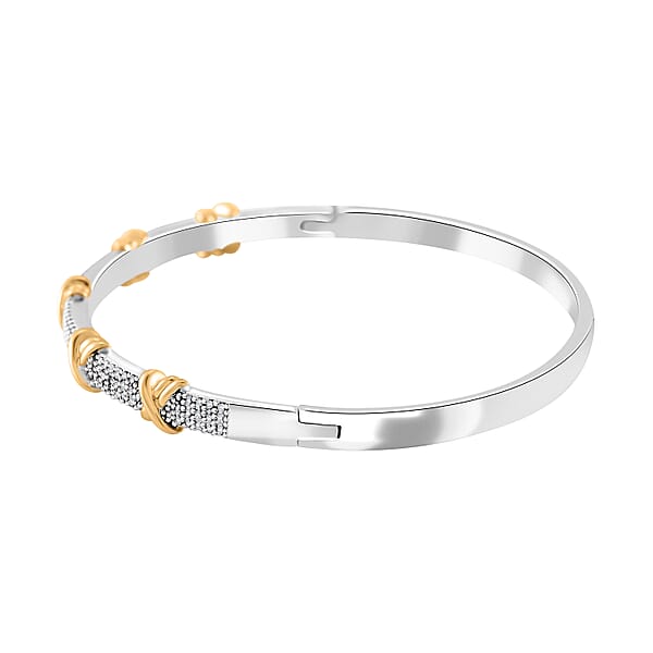 Shop Lc Simulated Diamond 10.00 Ctw XOXO Bangle Bracelet In Dualtone (7.50 In)