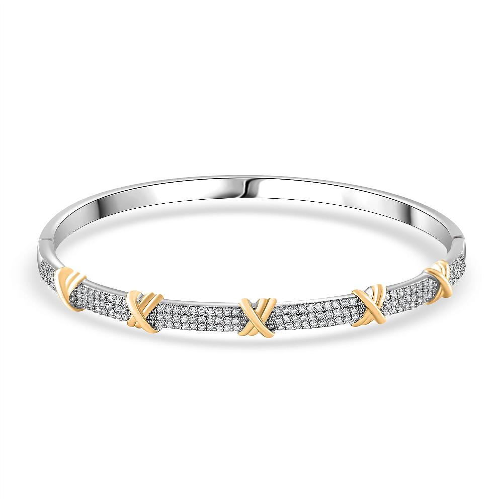 shop lc Simulated Diamond 10.00 ctw XOXO Bangle Bracelet in Dualtone (7.50 In)