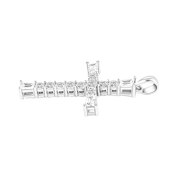 Shop Lc Simulated Diamond Cross Pendant Without Chain In Sterling Silver
