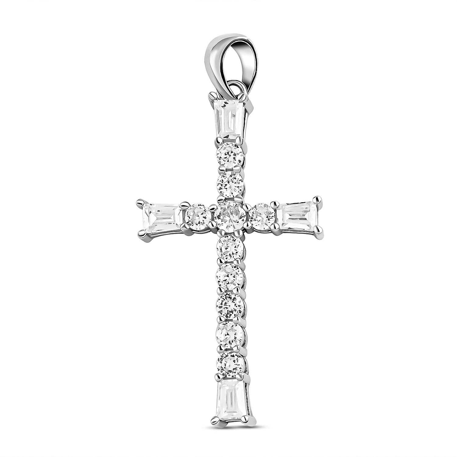 shop lc Simulated Diamond Cross Pendant without Chain in Sterling Silver