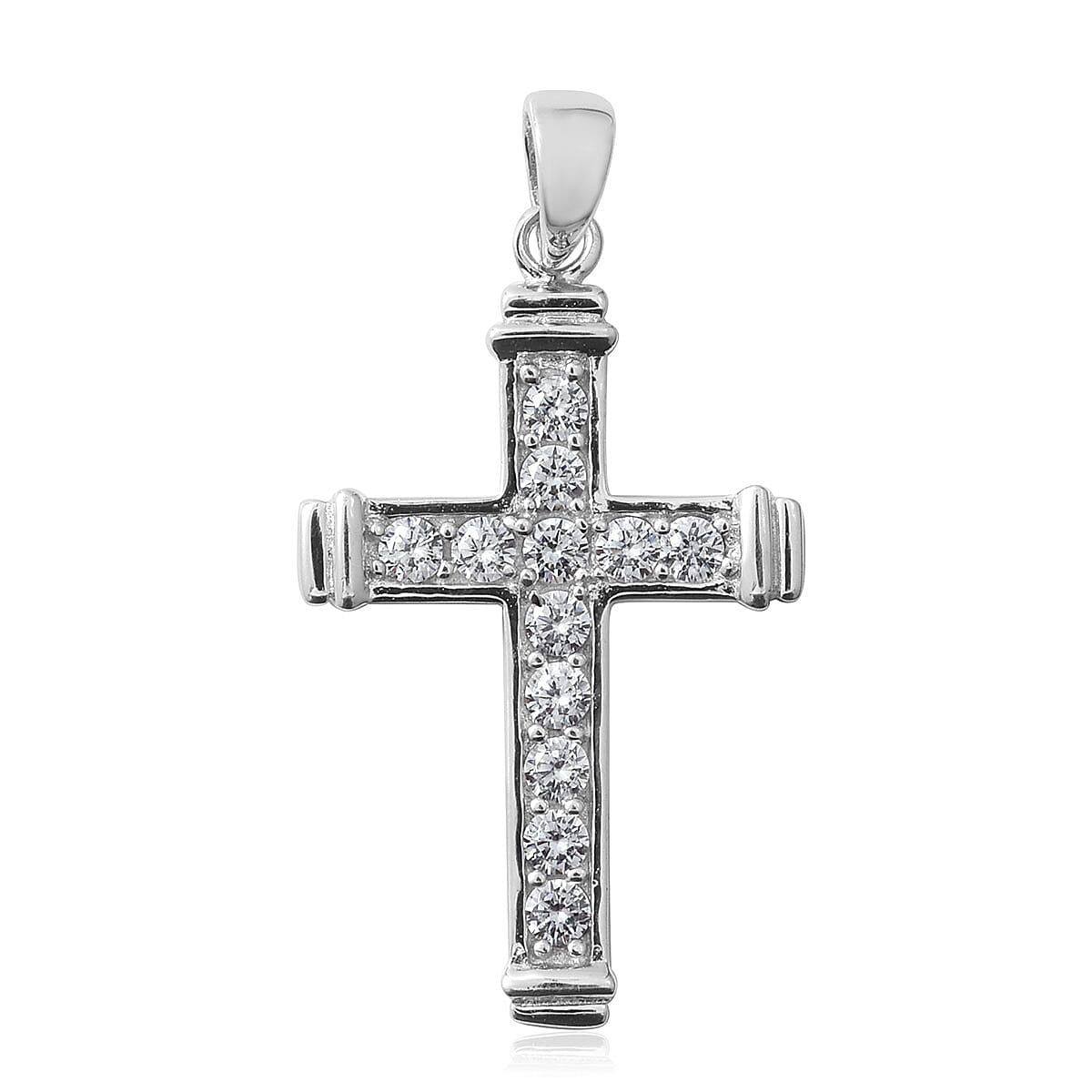 shop lc Simulated Diamond Cross Pendant without Chain in Sterling Silver