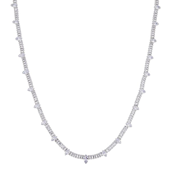 Shop Lc Simulated Diamond Designer Style Everyday Luxury Set Necklace 20 Inches And Earrings In Silvertone