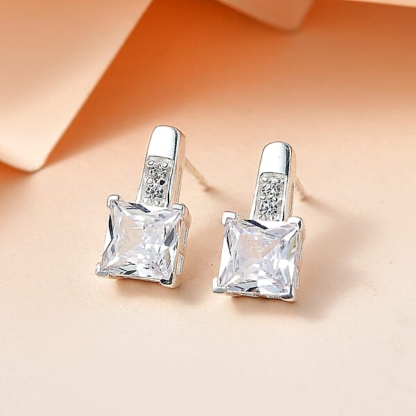 Shop Lc Simulated Diamond Earrings In Sterling Silver