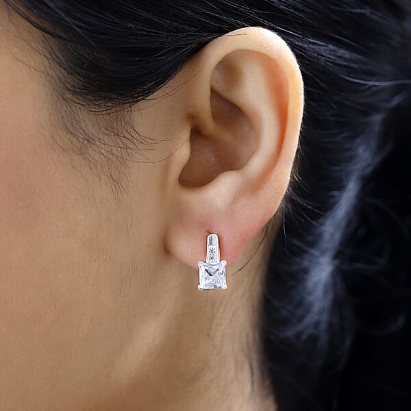 Shop Lc Simulated Diamond Earrings In Sterling Silver