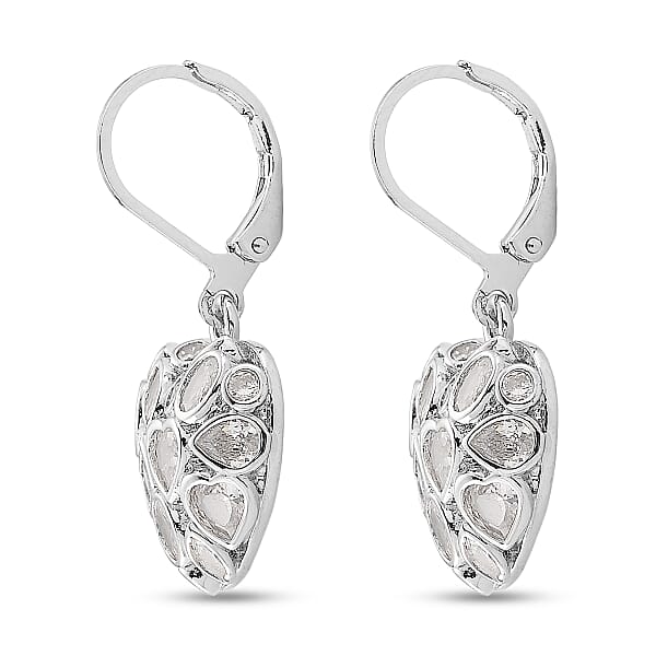 Shop Lc Simulated Diamond Heart Earrings In Silvertone