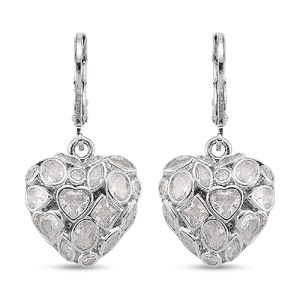 shop lc Simulated Diamond Heart Earrings in Silvertone