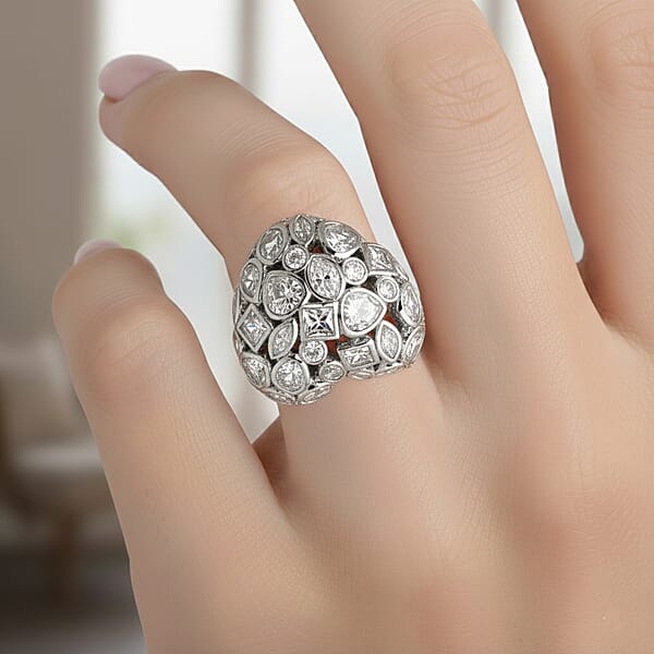 Shop Lc Simulated Diamond Heart Ring In Silvertone (Size 6.5-8.5)