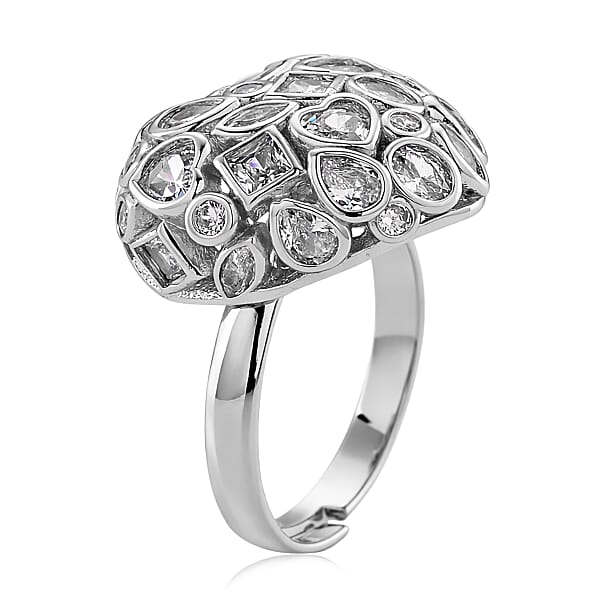 Shop Lc Simulated Diamond Heart Ring In Silvertone (Size 6.5-8.5)