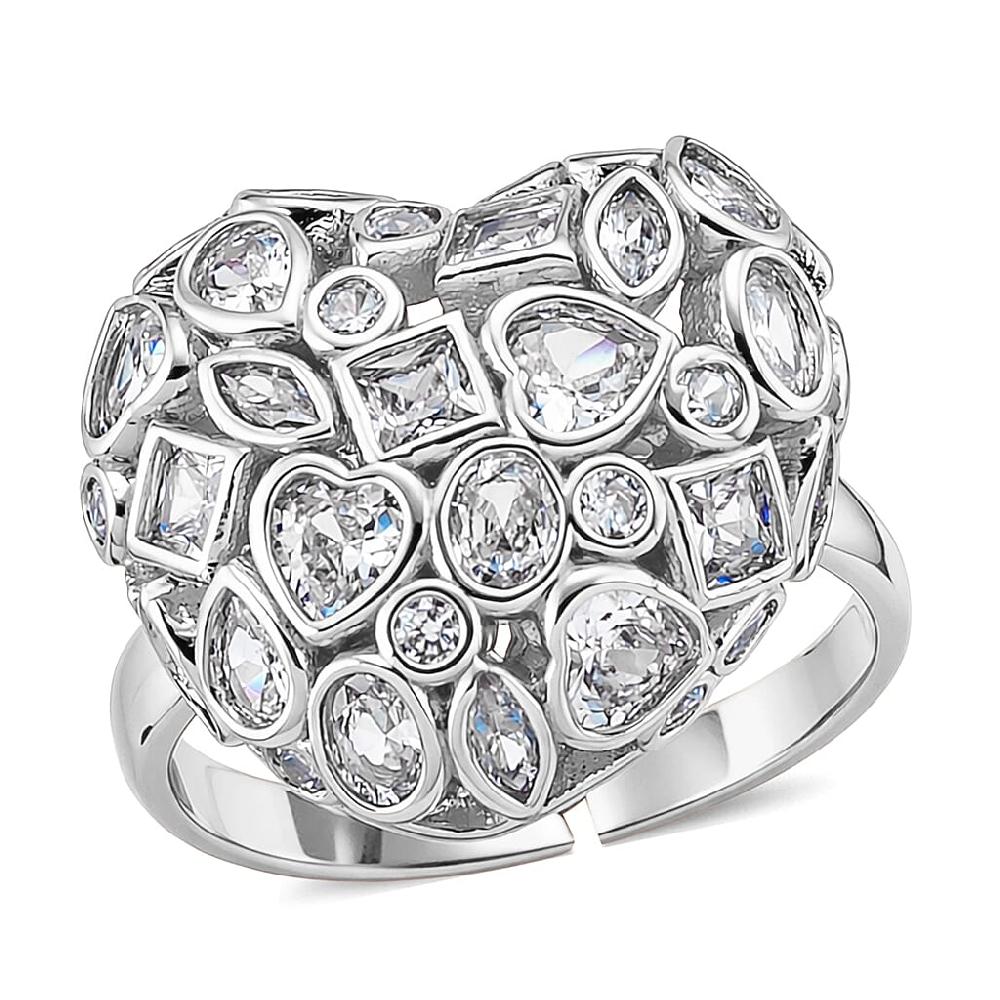 shop lc Simulated Diamond Heart Ring in Silvertone (Size 6.5-8.5)