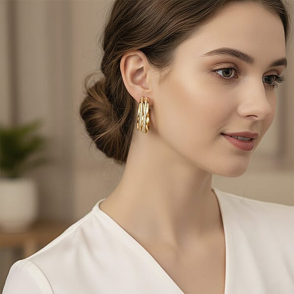 Shop Lc Simulated Diamond Hoop Earrings In Goldtone