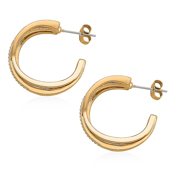 Shop Lc Simulated Diamond Hoop Earrings In Goldtone