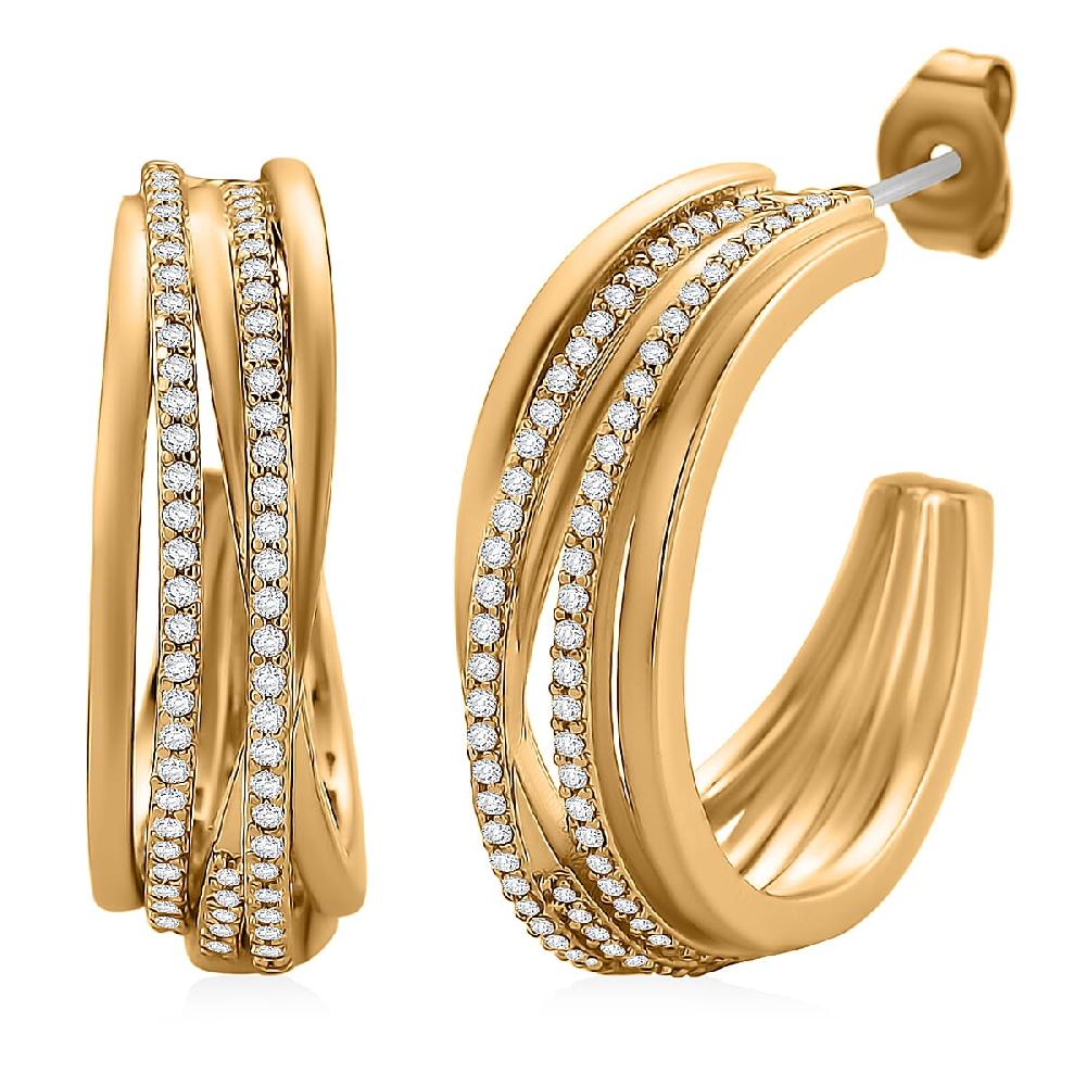 shop lc Simulated Diamond Hoop Earrings in Goldtone