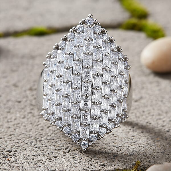 Shop Lc Simulated Diamond Statement Ring In Silvertone