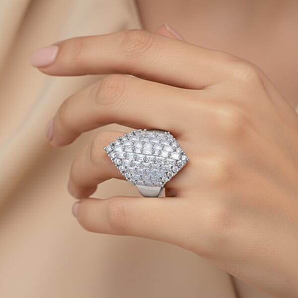 Shop Lc Simulated Diamond Statement Ring In Silvertone