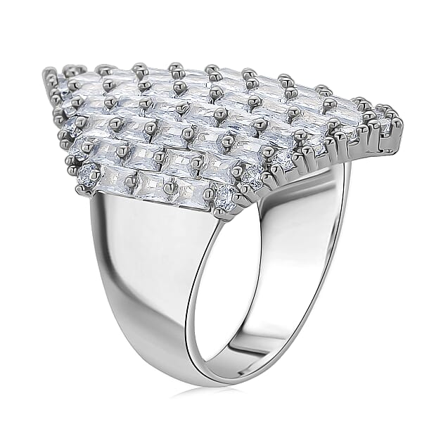 Shop Lc Simulated Diamond Statement Ring In Silvertone
