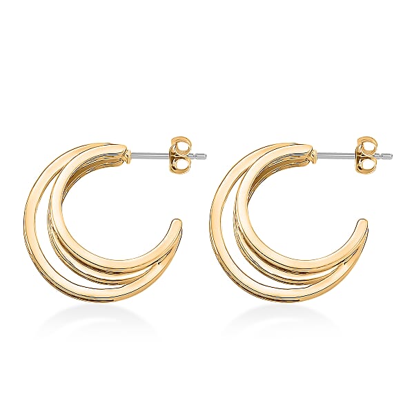 Shop Lc Simulated Diamond Three-Row Brilliance Hoop Earrings In Goldtone