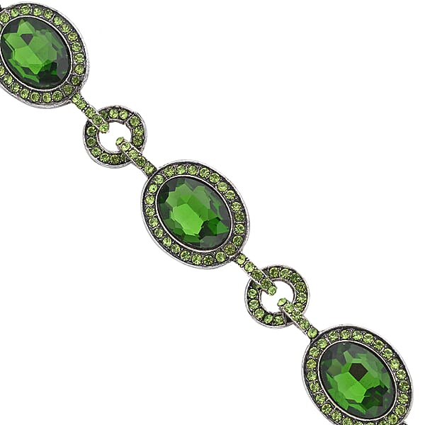Shop Lc Simulated Emerald And Neon Green Austrian Crystal Bracelet In Silvertone (7.50-9.0In)