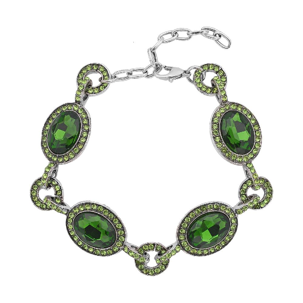 shop lc Simulated Emerald and Neon Green Austrian Crystal Bracelet in Silvertone (7.50-9.0In)