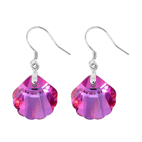Shop Lc Simulated Fuchsia Color Quartz Earrings In Rhodium Over Sterling Silver
