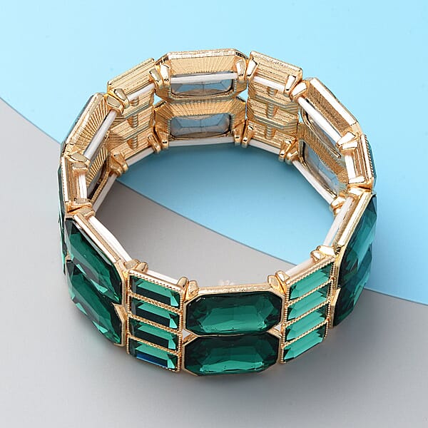 Shop Lc Simulated Green Diamond Bracelet In Goldtone (6.50 In)