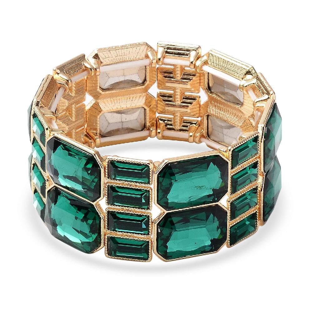shop lc Simulated Green Diamond Bracelet in Goldtone (6.50 In)