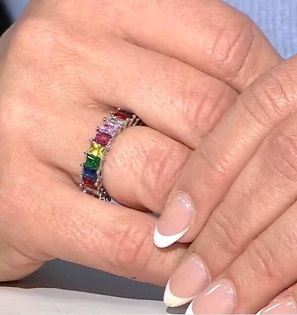 Shop Lc Simulated Multi Color Diamond Eternity Band Ring In Silvertone