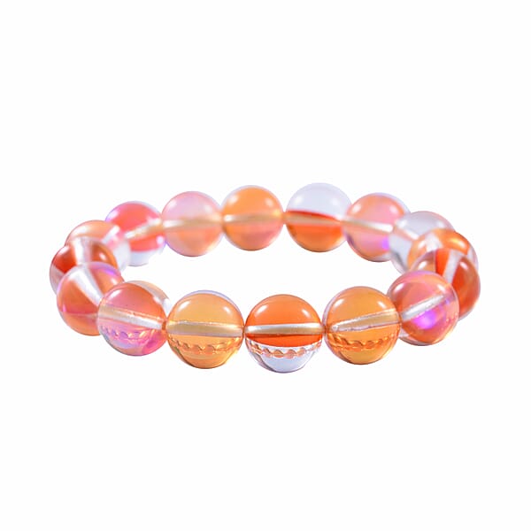 Shop Lc Simulated Mystic Yellow Magic Color Glass Beaded Stretch Bracelet