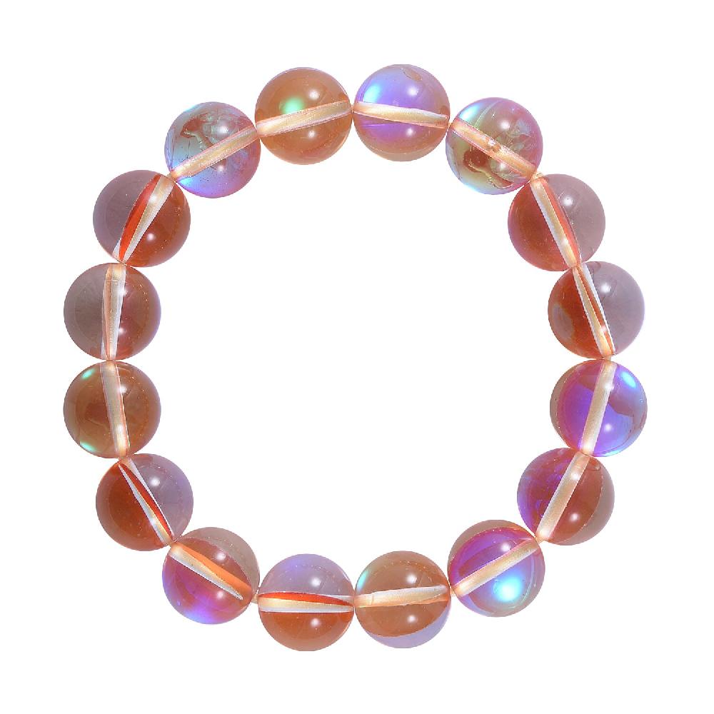 shop lc Simulated Mystic Yellow Magic Color Glass Beaded Stretch Bracelet