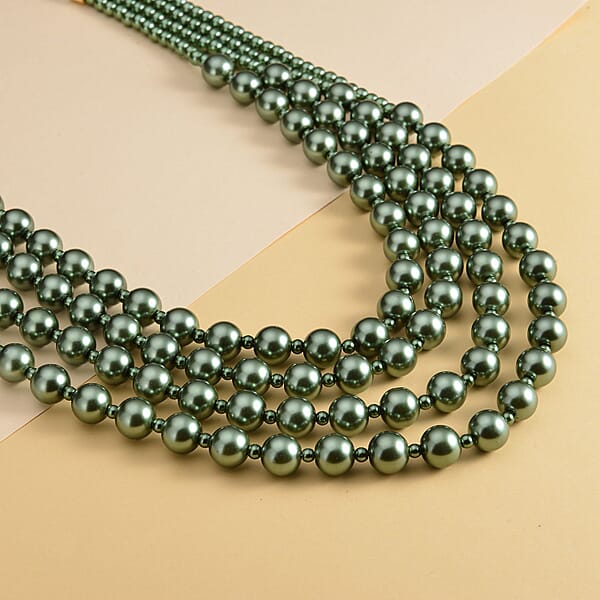 Shop Lc Simulated Peacock Color Pearl 4-12mm Necklace 21-23 Inches In Goldtone
