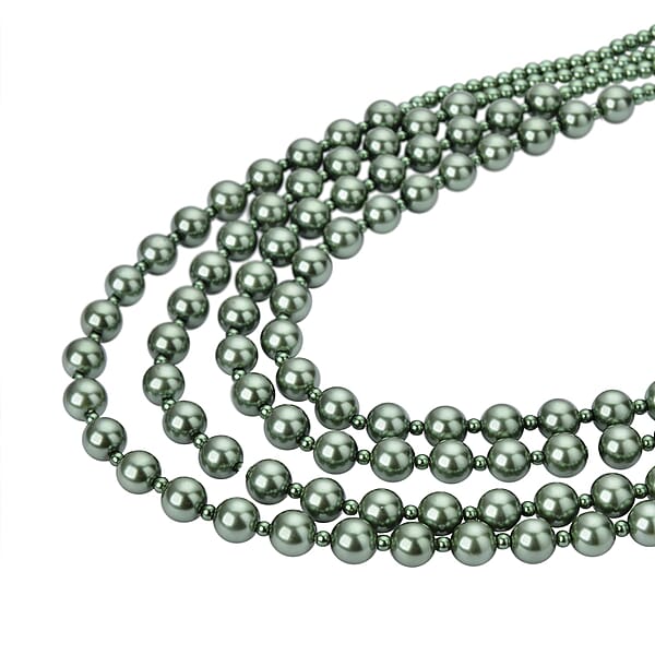 Shop Lc Simulated Peacock Color Pearl 4-12mm Necklace 21-23 Inches In Goldtone