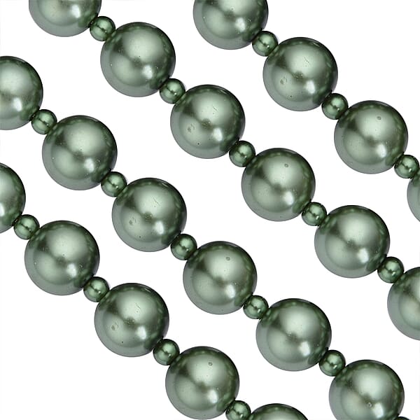 Shop Lc Simulated Peacock Color Pearl 4-12mm Necklace 21-23 Inches In Goldtone