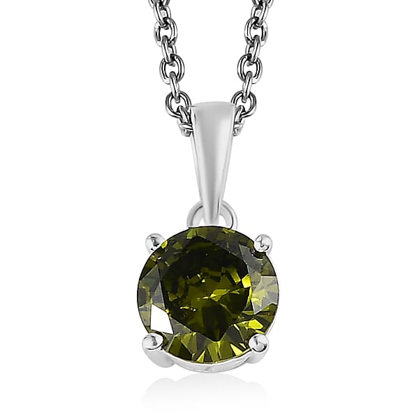 Shop Lc Simulated Peridot Diamond Solitaire Stud Earrings And Pendant In Sterling Silver With Stainless Steel Necklace 20 Inches