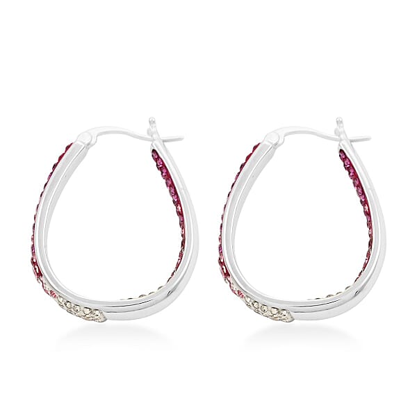 Shop Lc Simulated Pink And White Diamond Earrings In Silvertone