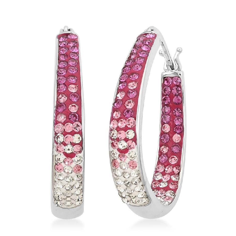 shop lc Simulated Pink and White Diamond Earrings in Silvertone