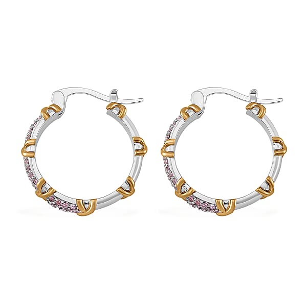 Shop Lc Simulated Pink Diamond 5.00 Ctw XOXO Hoop Earrings In Dualtone
