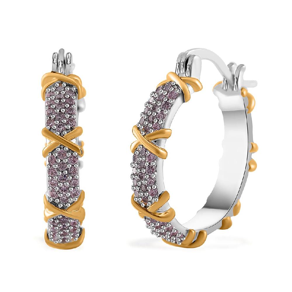 shop lc Simulated Pink Diamond 5.00 ctw XOXO Hoop Earrings in Dualtone