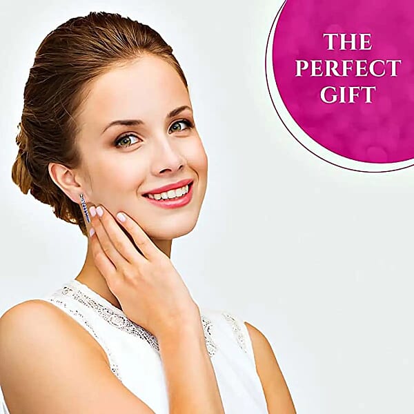 Shop Lc Simulated Purple Diamond Hoop Earrings In Sterling Silver Silver Hoops For Women