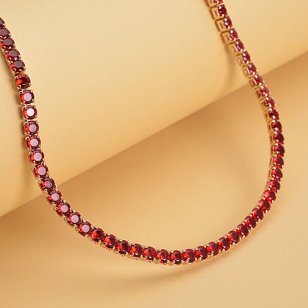 Shop Lc Simulated Red Diamond Necklace 18 Inches In Goldtone 53.00 Ctw