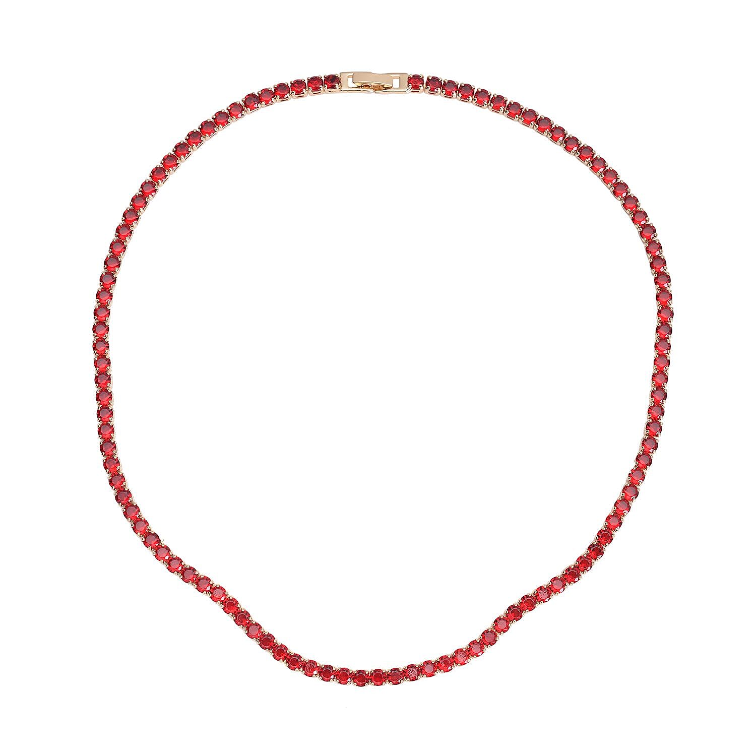 shop lc Simulated Red Diamond Necklace 18 Inches in Goldtone 53.00 ctw