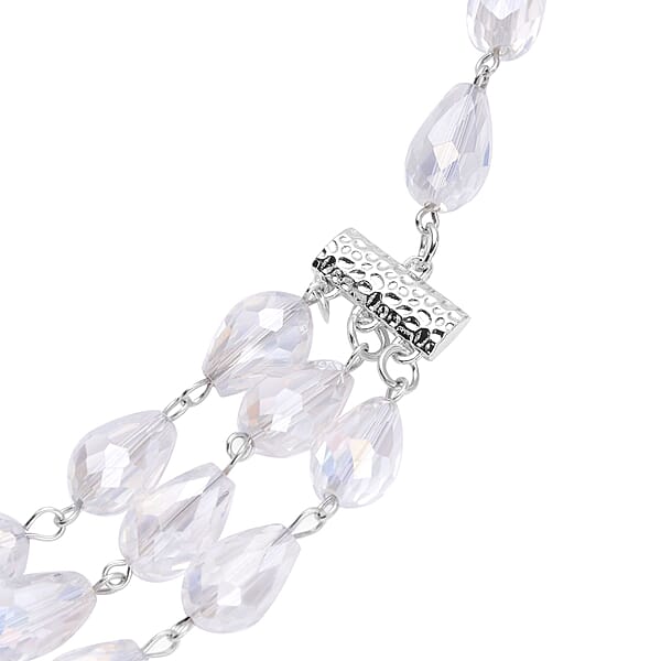Shop Lc Simulated White Aurora Borealis Beaded Layered Necklace In Silvertone 22-24 Inches
