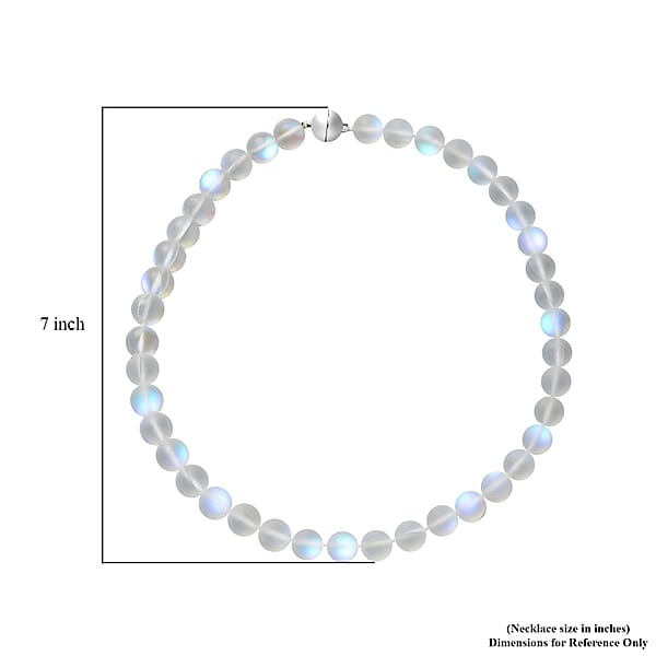 Shop Lc Simulated White Mystic Topaz Bead Necklace Silvertone Bead Jewelry For Women Unique Gifts For Women Women's Necklace With Magnetic Clasp 20 Inches