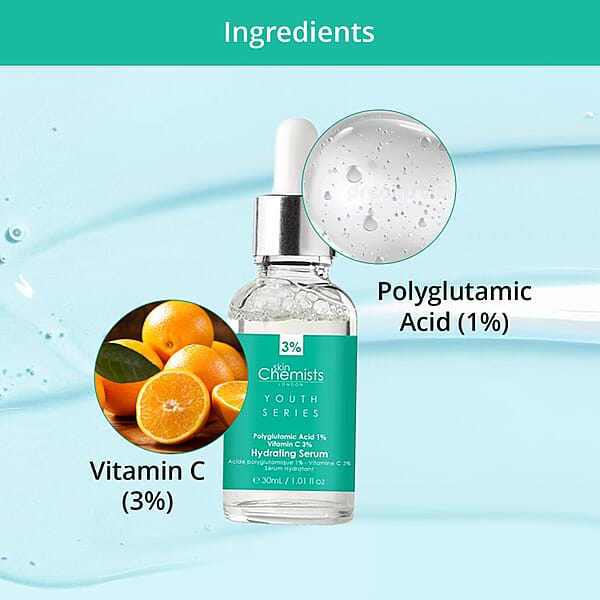 Shop Lc SkinChemists Youth Series Hydrating Serum Polyglutamic Acid 1% & Vitamin C 3% (1.01oz)