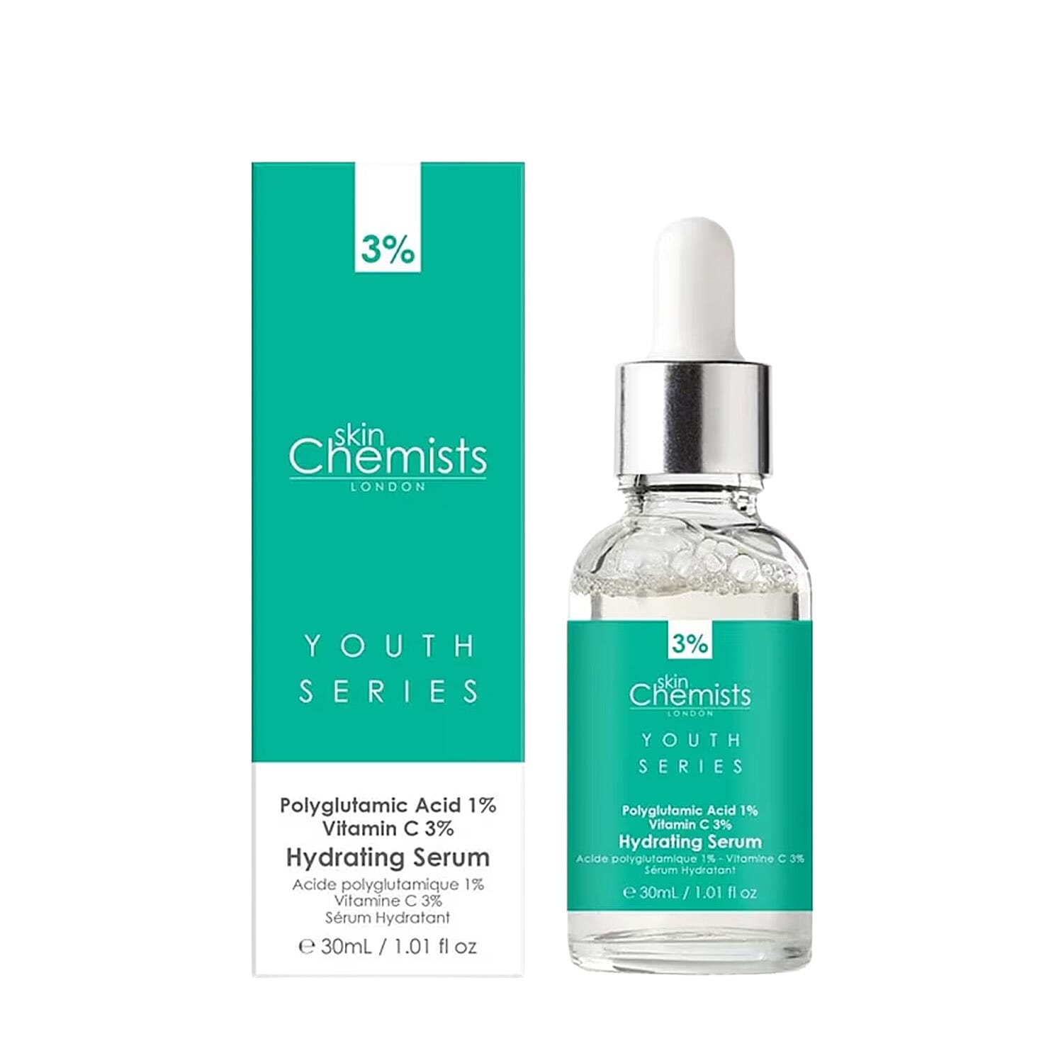 shop lc SkinChemists Youth Series Hydrating Serum Polyglutamic Acid 1% & Vitamin C 3% (1.01oz)