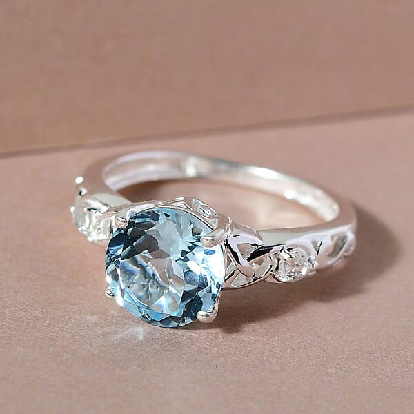 Shop Lc Sky Blue Topaz And White Topaz 2.35 Ctw Ring In Sterling Silver
